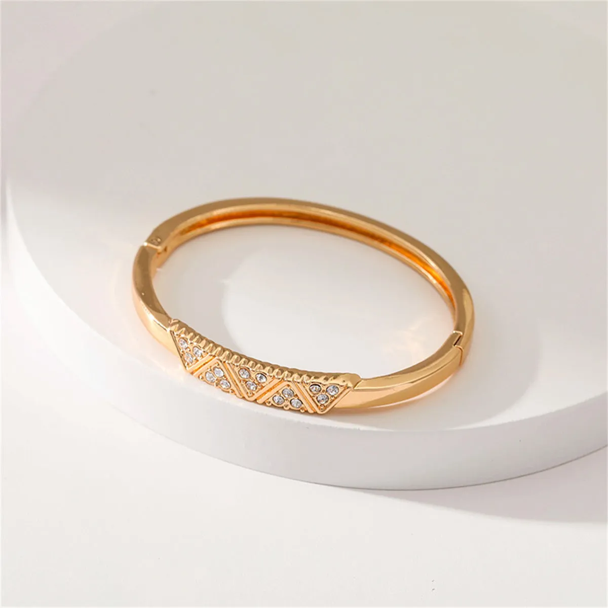 Cubic Zirconia & 18K Gold-Plated Mountain Range Bangle