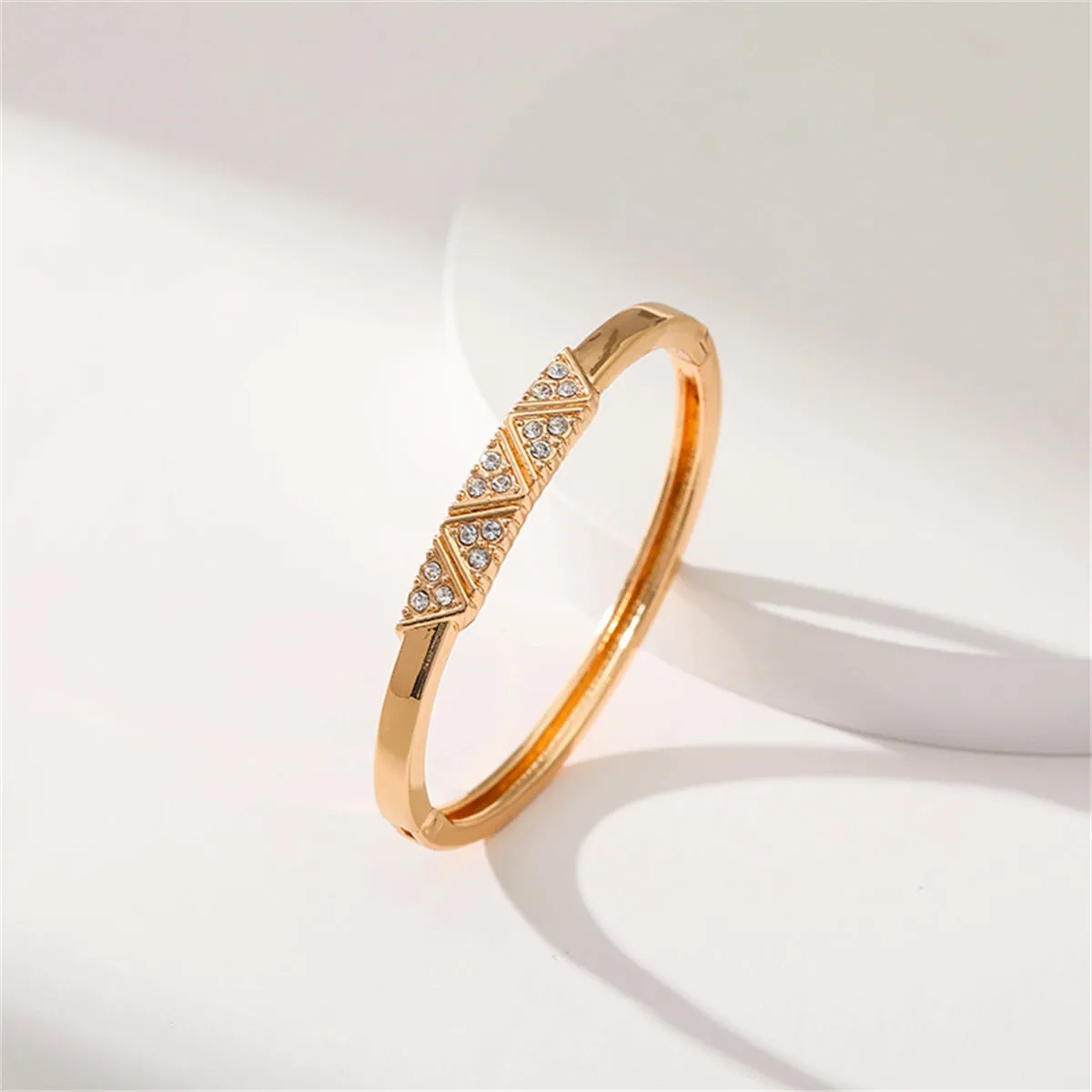 Cubic Zirconia & 18K Gold-Plated Mountain Range Bangle