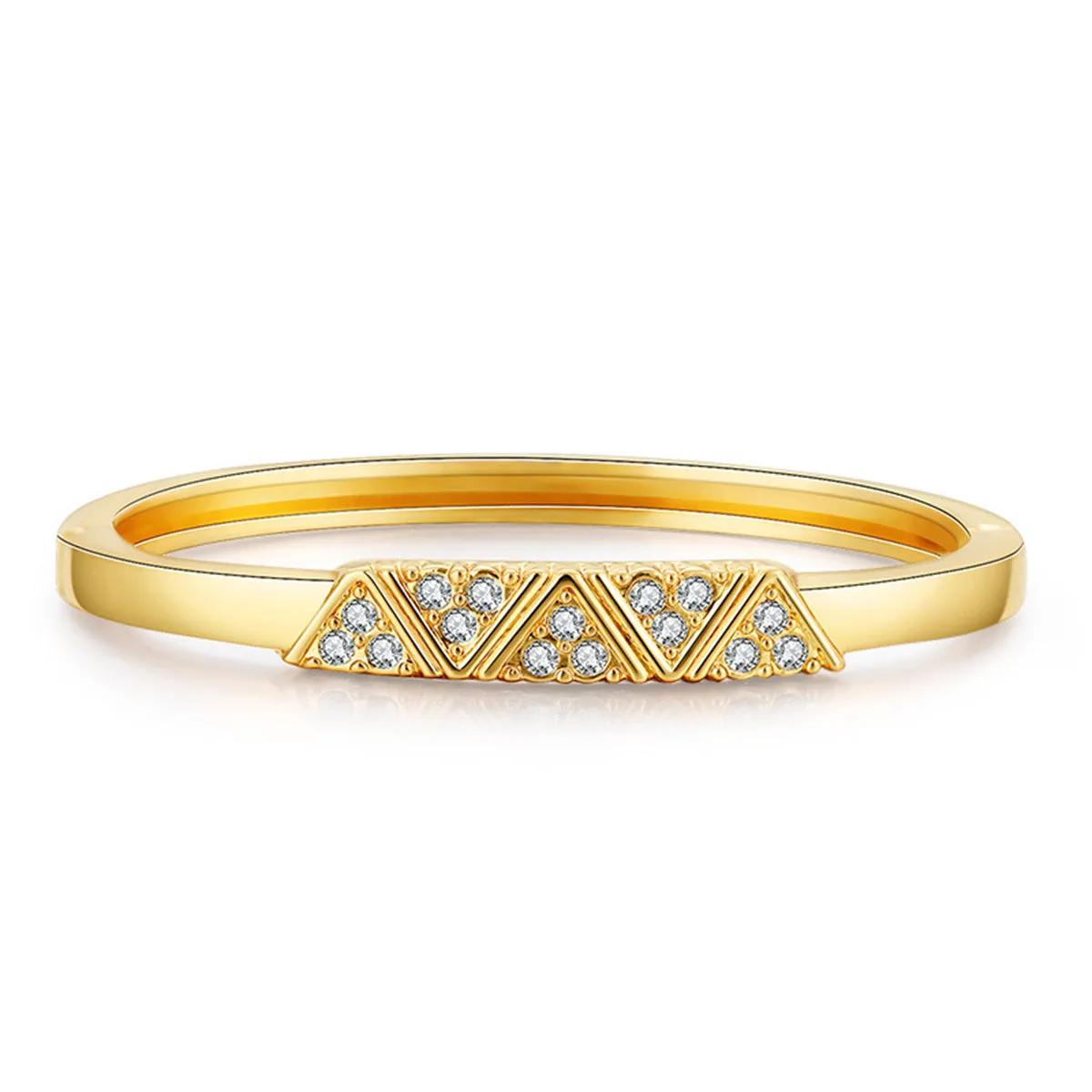 Cubic Zirconia & 18K Gold-Plated Mountain Range Bangle