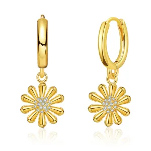 Cubic Zirconia & 18K Gold-Plated Mum Huggie Earrings