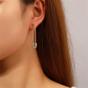Cubic Zirconia & 18K Gold-Plated Pin Drop Earrings