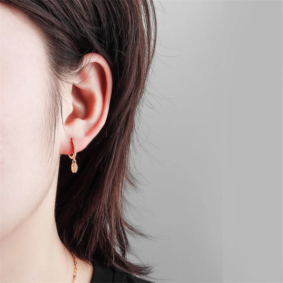 Cubic Zirconia & 18K Gold-Plated Round Huggie Earrings