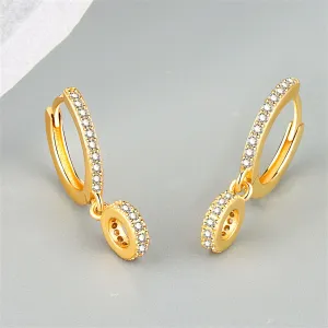 Cubic Zirconia & 18K Gold-Plated Round Huggie Earrings