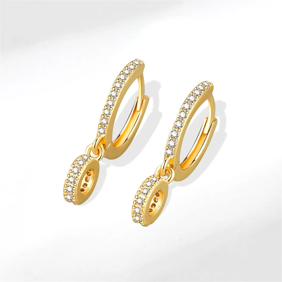 Cubic Zirconia & 18K Gold-Plated Round Huggie Earrings