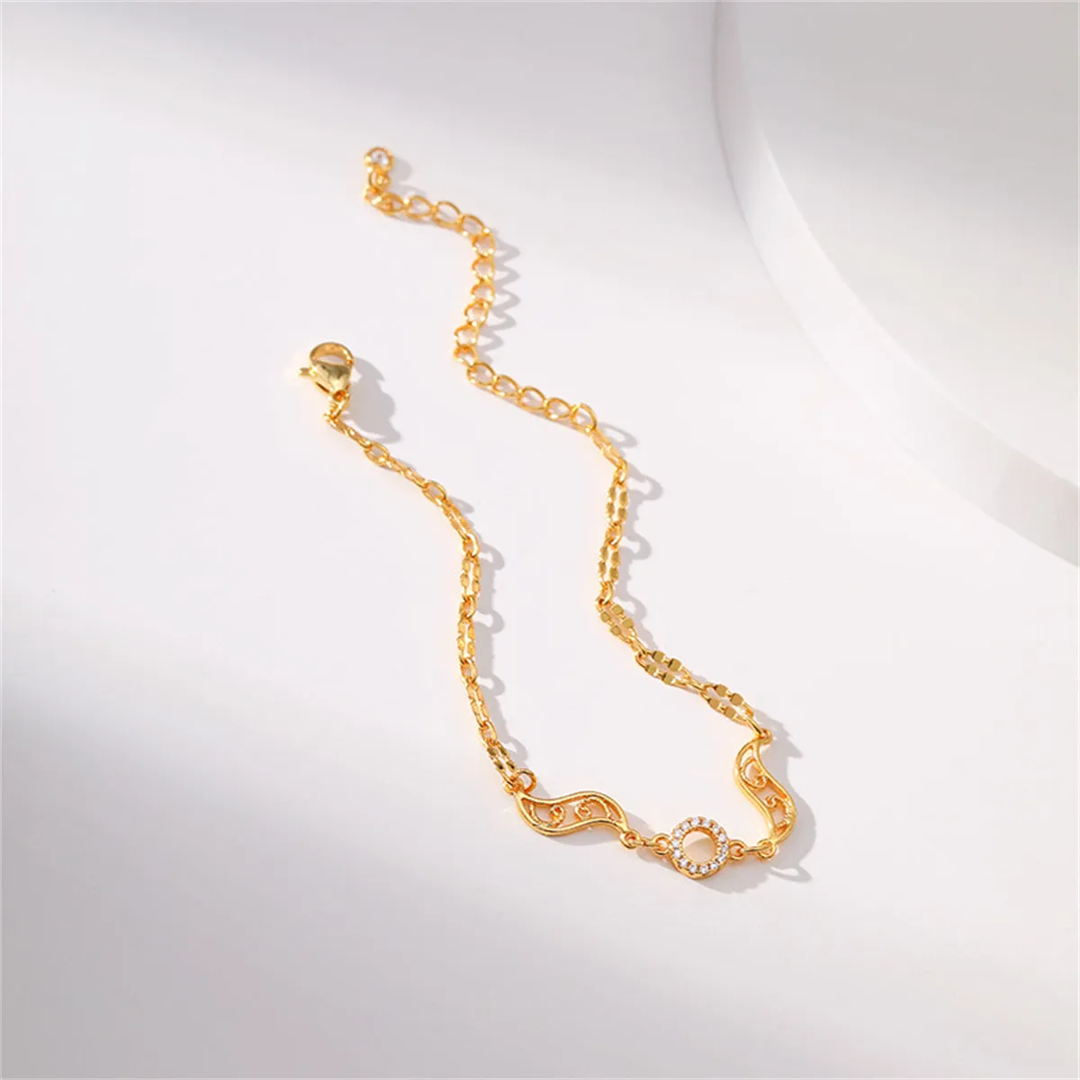 Cubic Zirconia & 18K Gold-Plated Round Wings Bracelet
