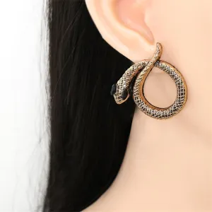 Cubic Zirconia & 18K Gold-Plated Snake Stud Earrings