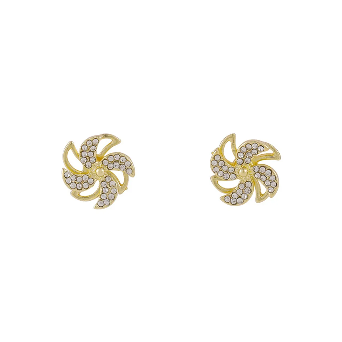Cubic Zirconia & 18K Gold-Plated Stacked Flower Stud Earrings