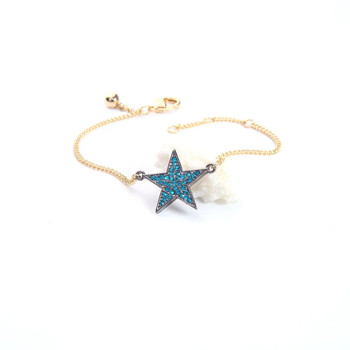 Cubic Zirconia & 18K Gold-Plated Star Charm Bracelet