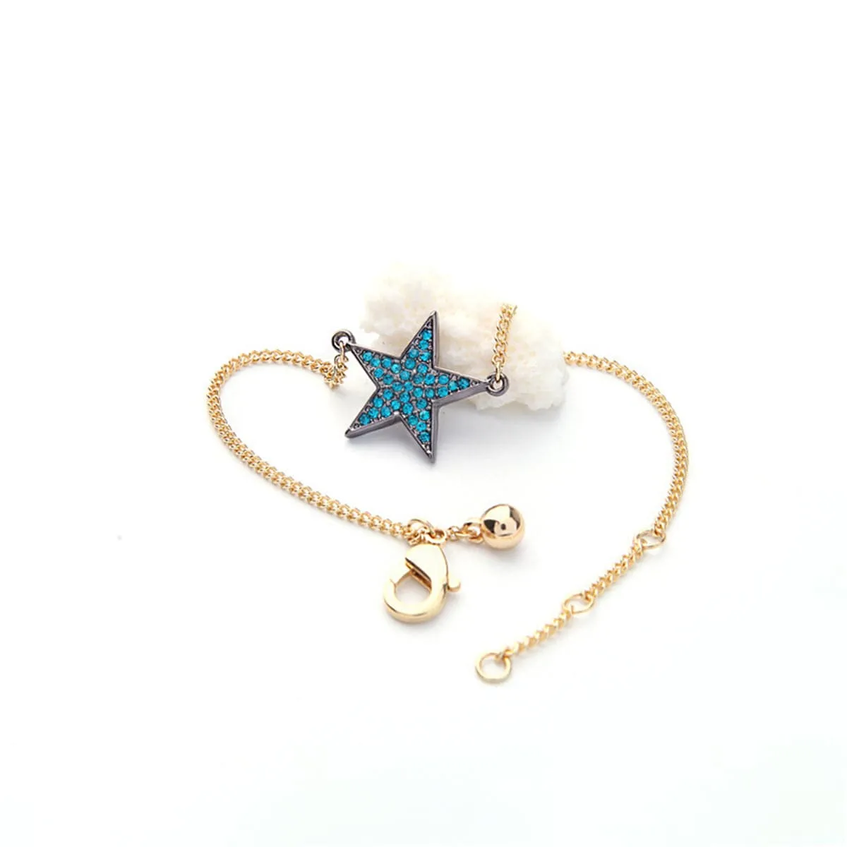 Cubic Zirconia & 18K Gold-Plated Star Charm Bracelet