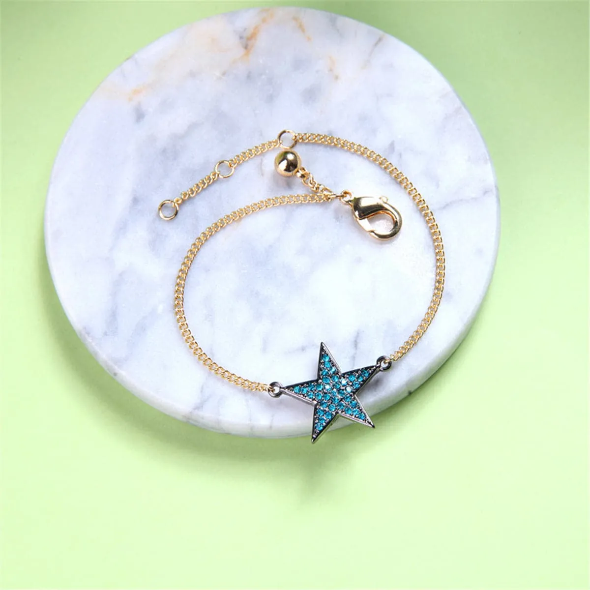 Cubic Zirconia & 18K Gold-Plated Star Charm Bracelet