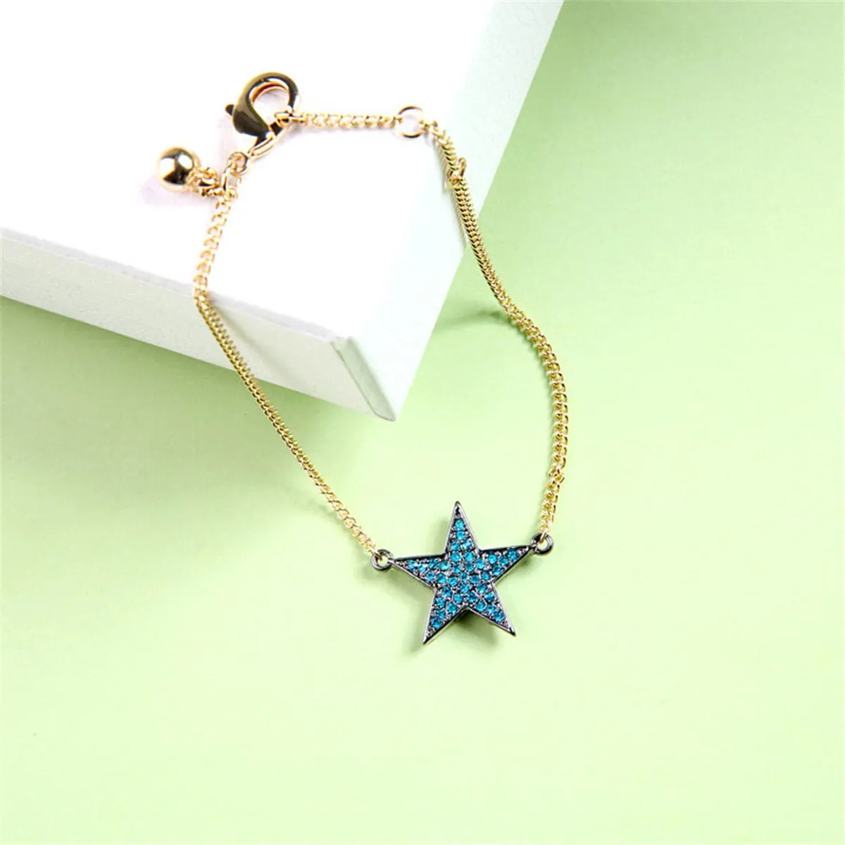 Cubic Zirconia & 18K Gold-Plated Star Charm Bracelet