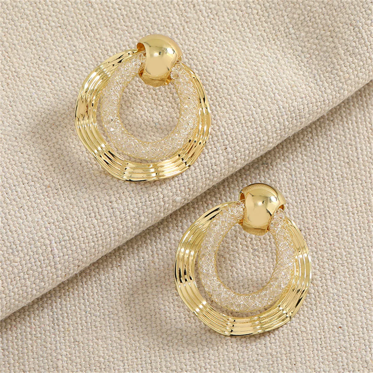 Cubic Zirconia & 18K Gold-Plated Web Round Drop Earrings