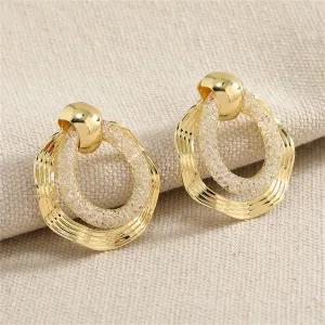 Cubic Zirconia & 18K Gold-Plated Web Round Drop Earrings