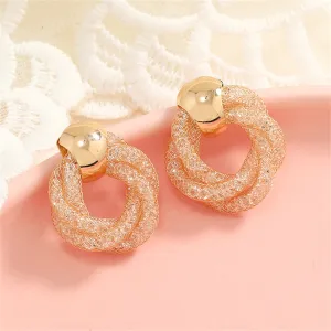 Cubic Zirconia & 18K Gold-Plated Web Twine Drop Earrings