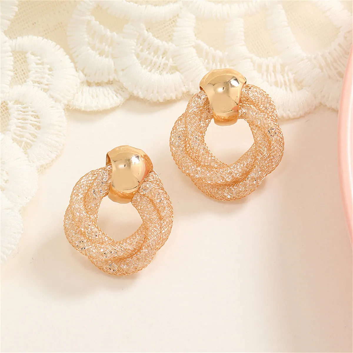 Cubic Zirconia & 18K Gold-Plated Web Twine Drop Earrings