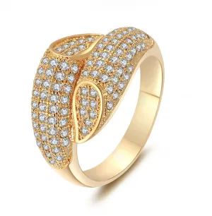 Cubic Zirconia & 18K Gold-Plated Wide Wrap Ring