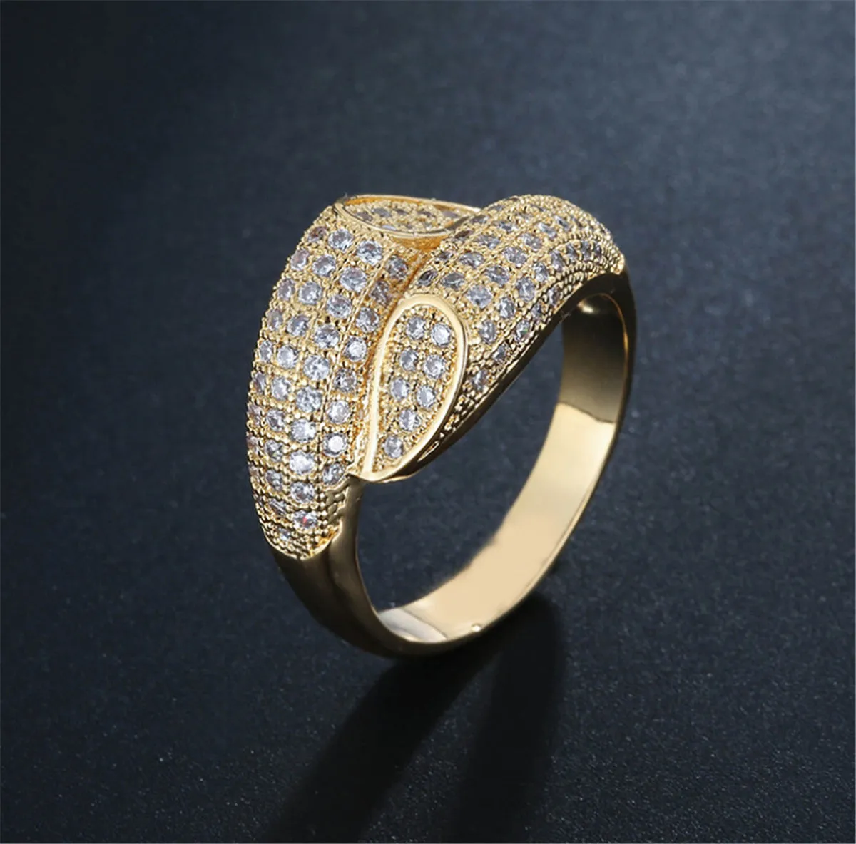 Cubic Zirconia & 18K Gold-Plated Wide Wrap Ring