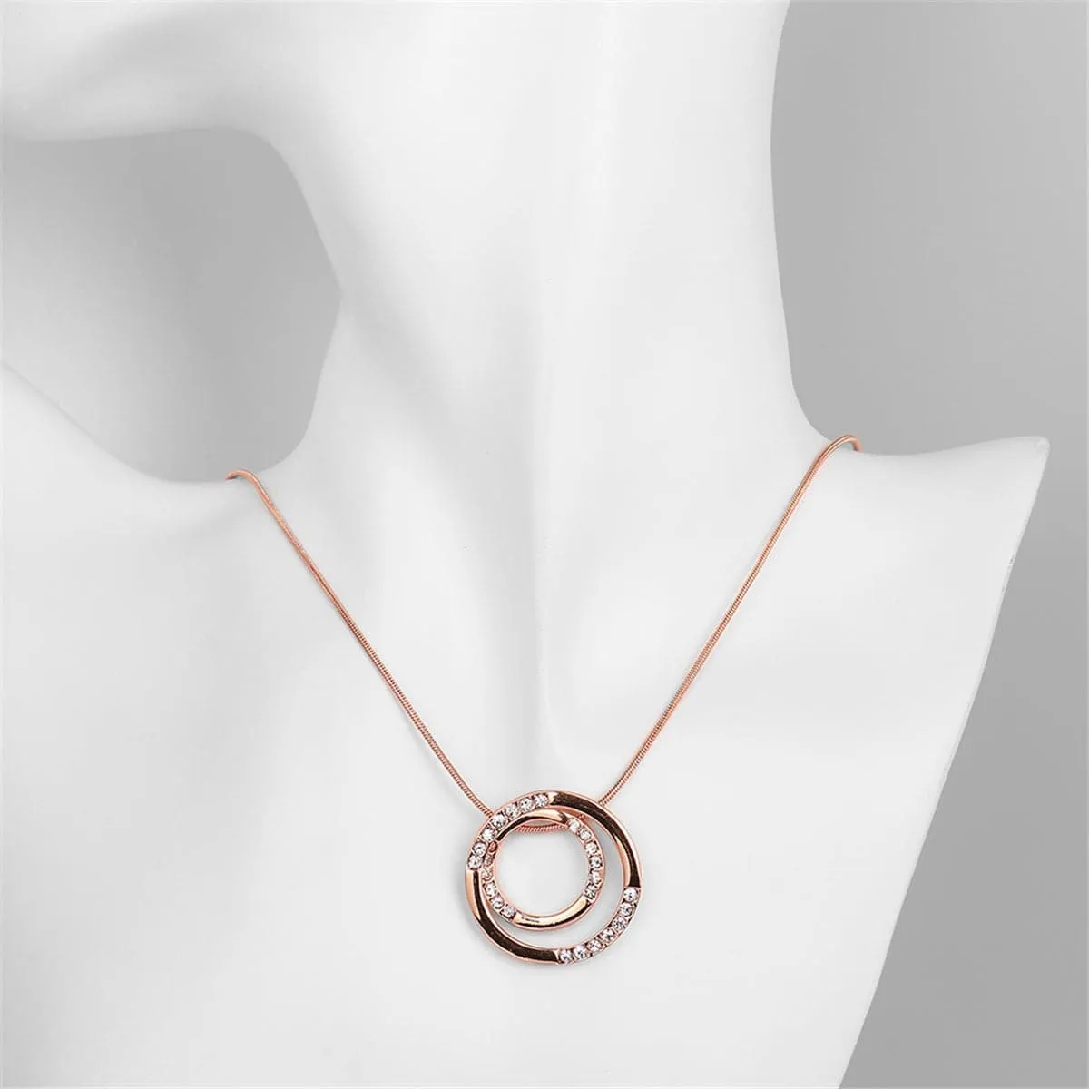 Cubic Zirconia & 18K Rose Gold-Plated Double Wheel Pendant Necklace