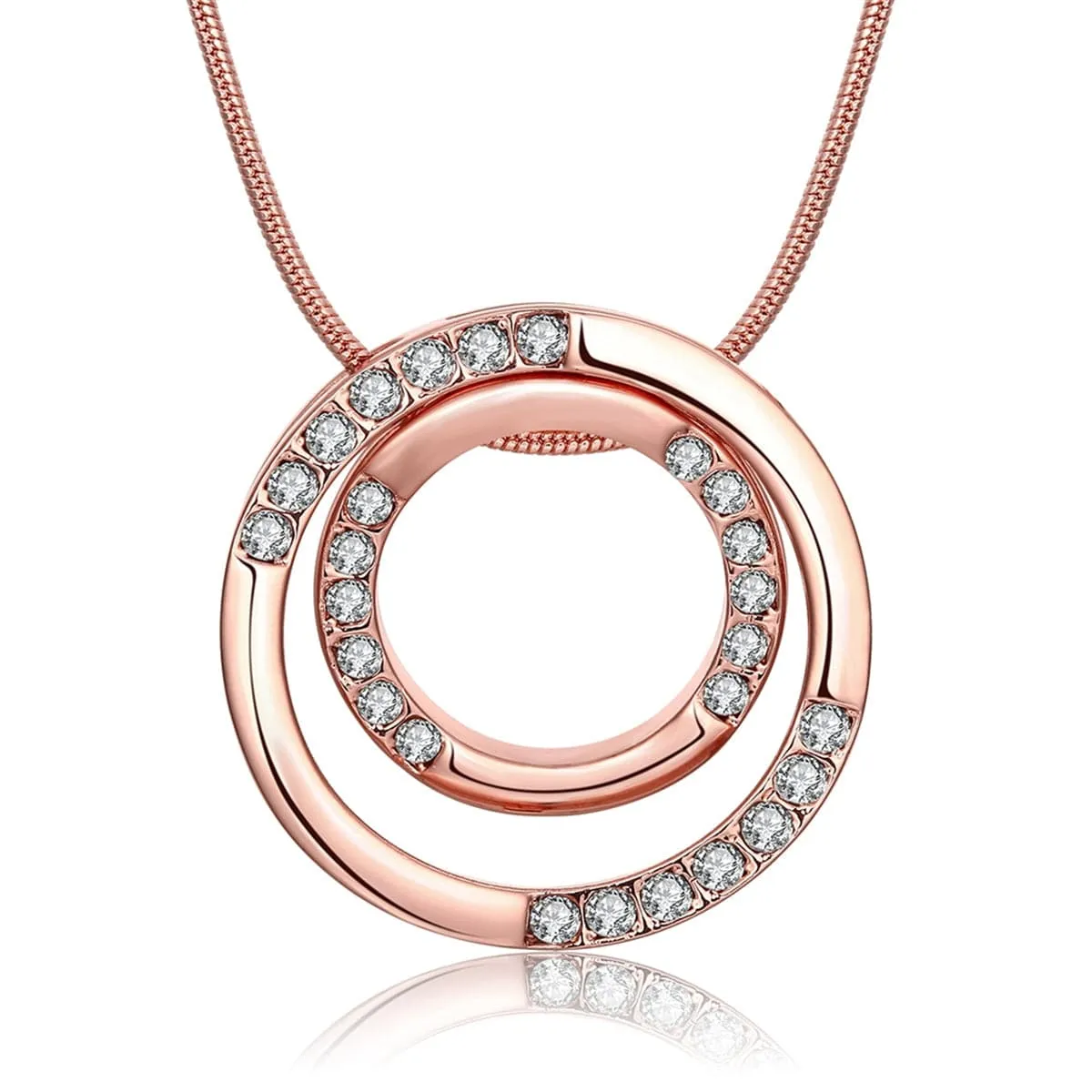 Cubic Zirconia & 18K Rose Gold-Plated Double Wheel Pendant Necklace