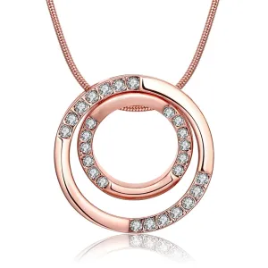 Cubic Zirconia & 18K Rose Gold-Plated Double Wheel Pendant Necklace