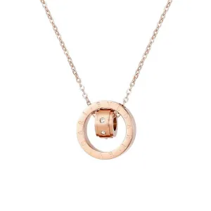 Cubic Zirconia & 18K Rose Gold-Plated Ring Pendant Necklace