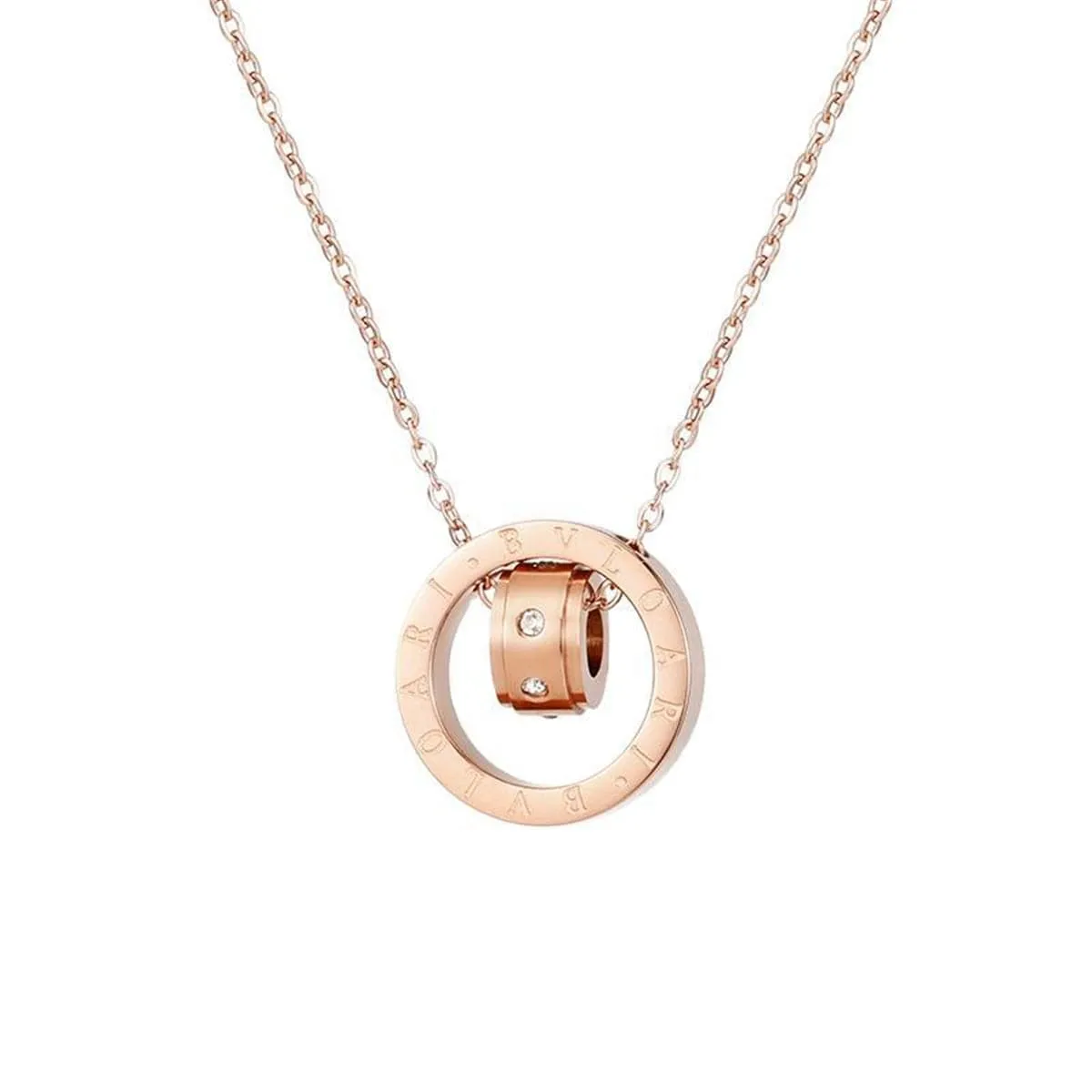 Cubic Zirconia & 18K Rose Gold-Plated Ring Pendant Necklace