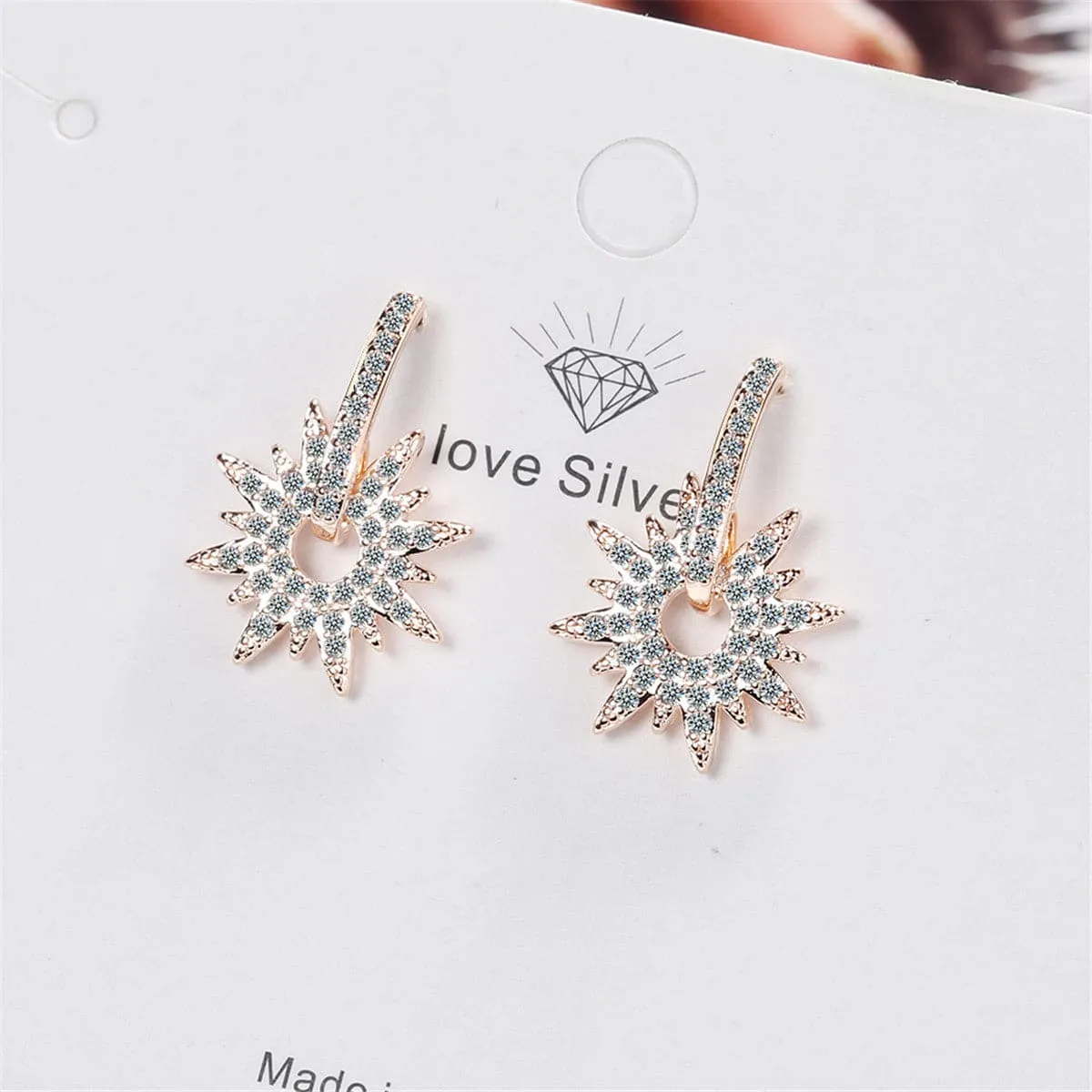 Cubic Zirconia & 18K Rose Gold-Plated Sun Drop Earrings