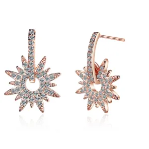 Cubic Zirconia & 18K Rose Gold-Plated Sun Drop Earrings