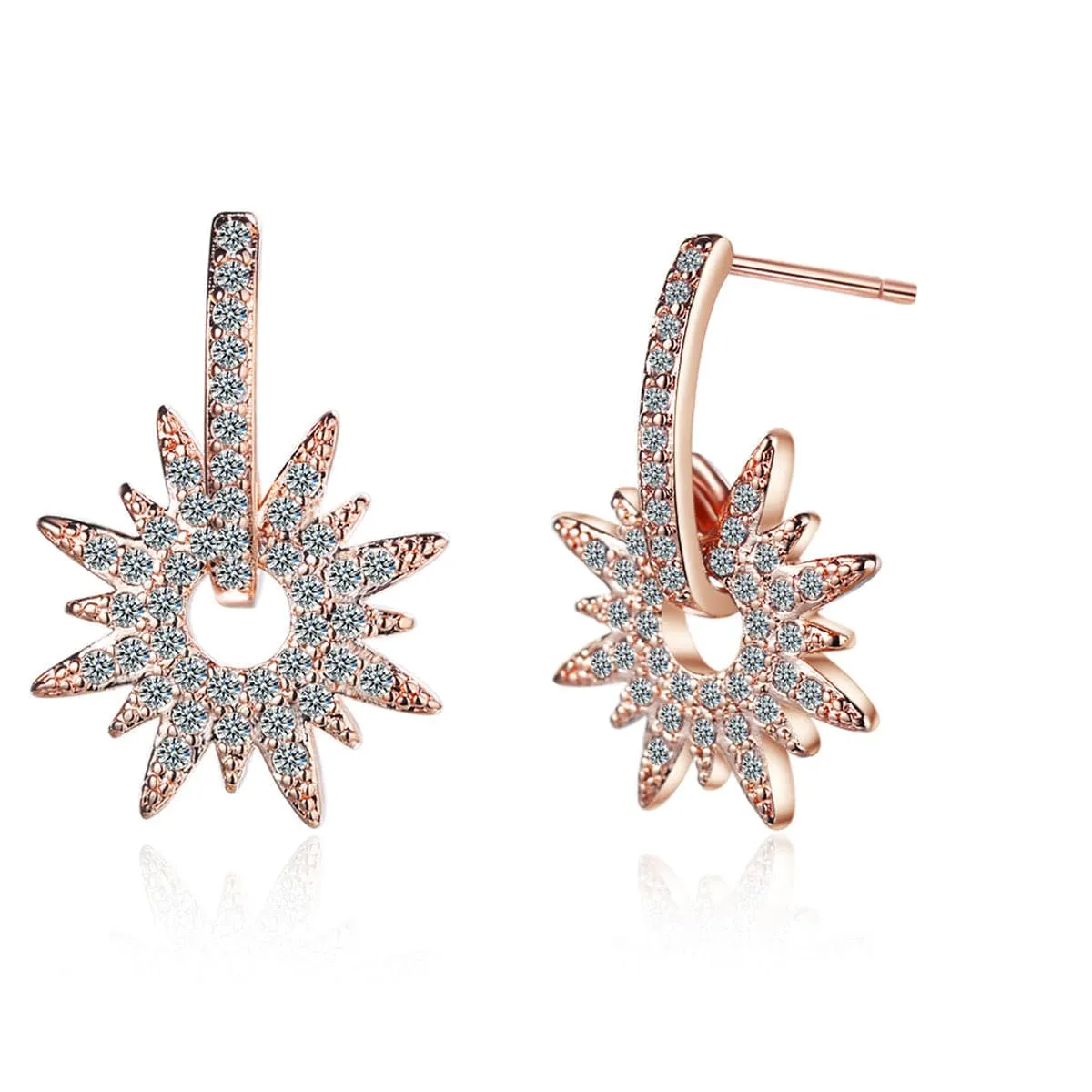Cubic Zirconia & 18K Rose Gold-Plated Sun Drop Earrings
