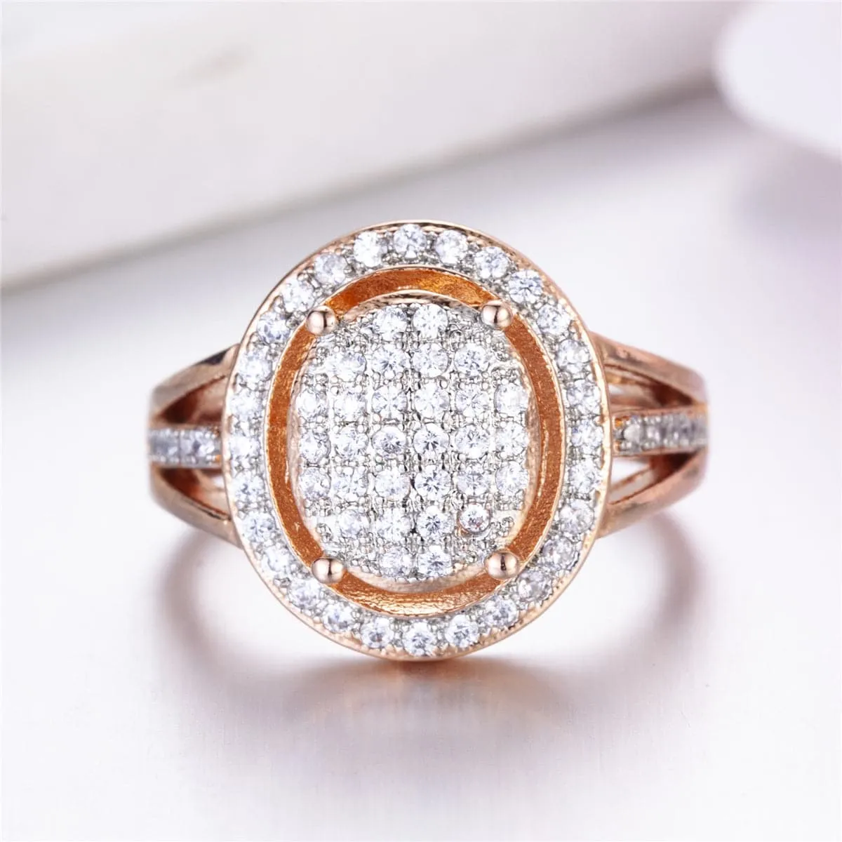 Cubic Zirconia & 18K Rose Gold-Plated Sunflower Hola Ring