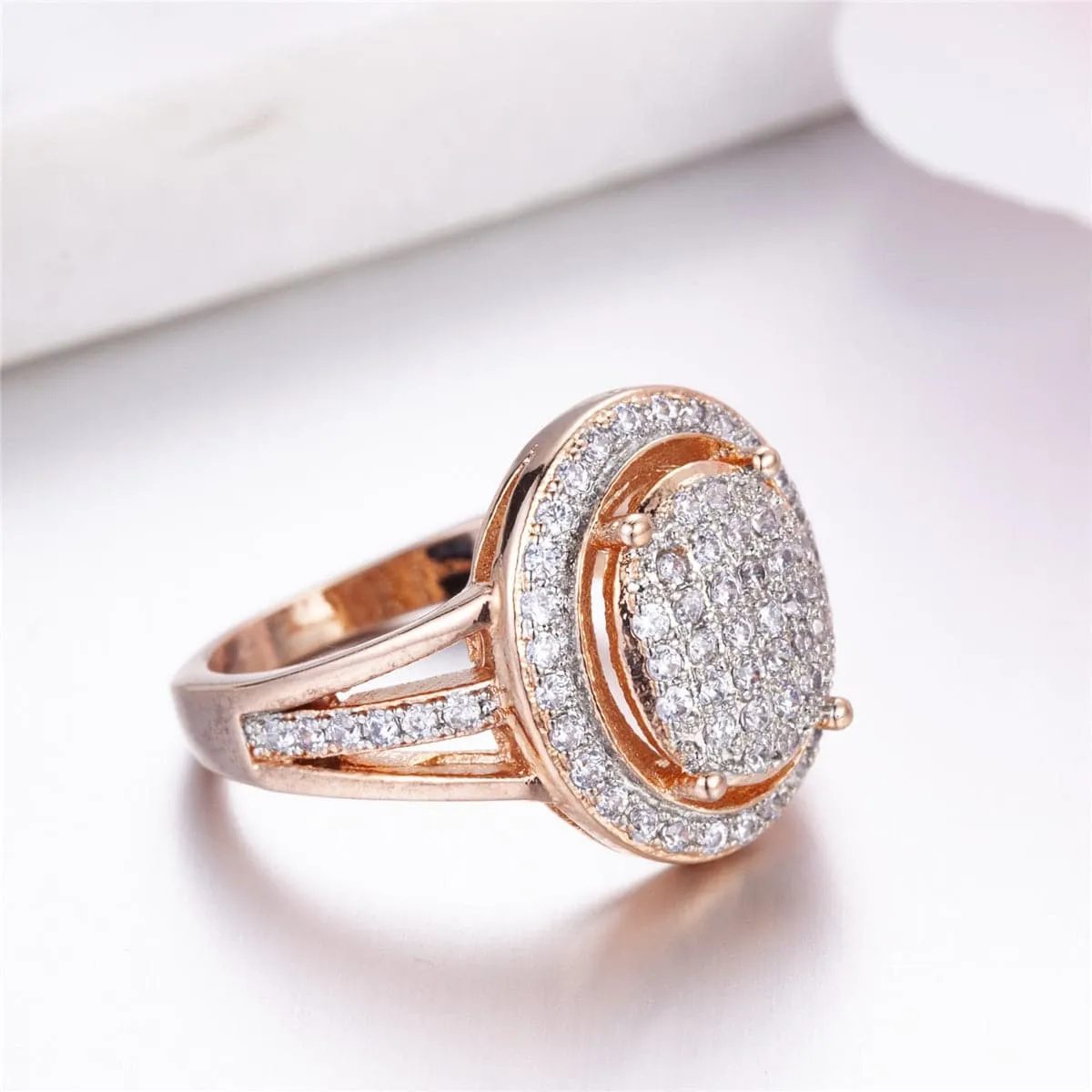 Cubic Zirconia & 18K Rose Gold-Plated Sunflower Hola Ring