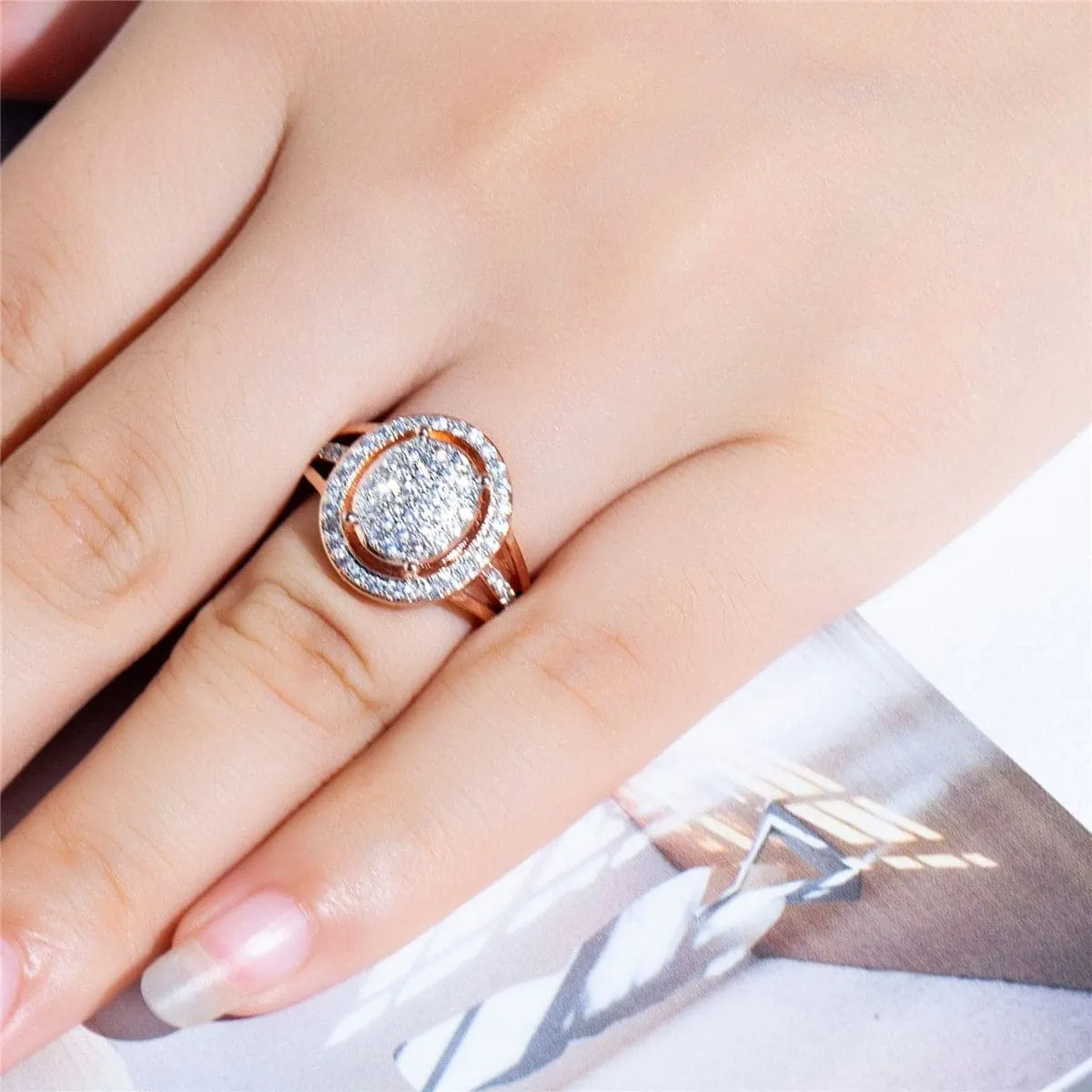 Cubic Zirconia & 18K Rose Gold-Plated Sunflower Hola Ring
