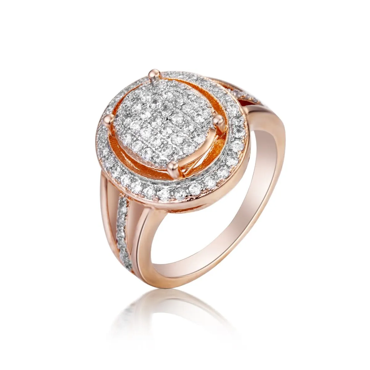Cubic Zirconia & 18K Rose Gold-Plated Sunflower Hola Ring
