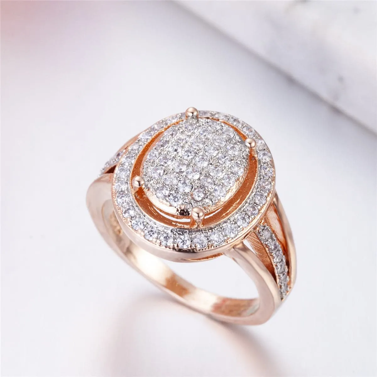 Cubic Zirconia & 18K Rose Gold-Plated Sunflower Hola Ring