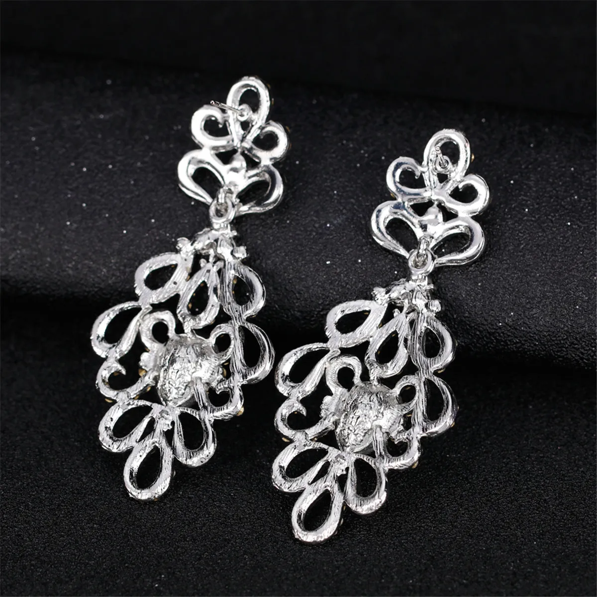 Cubic Zirconia & Crystal Botanical Drop Earrings