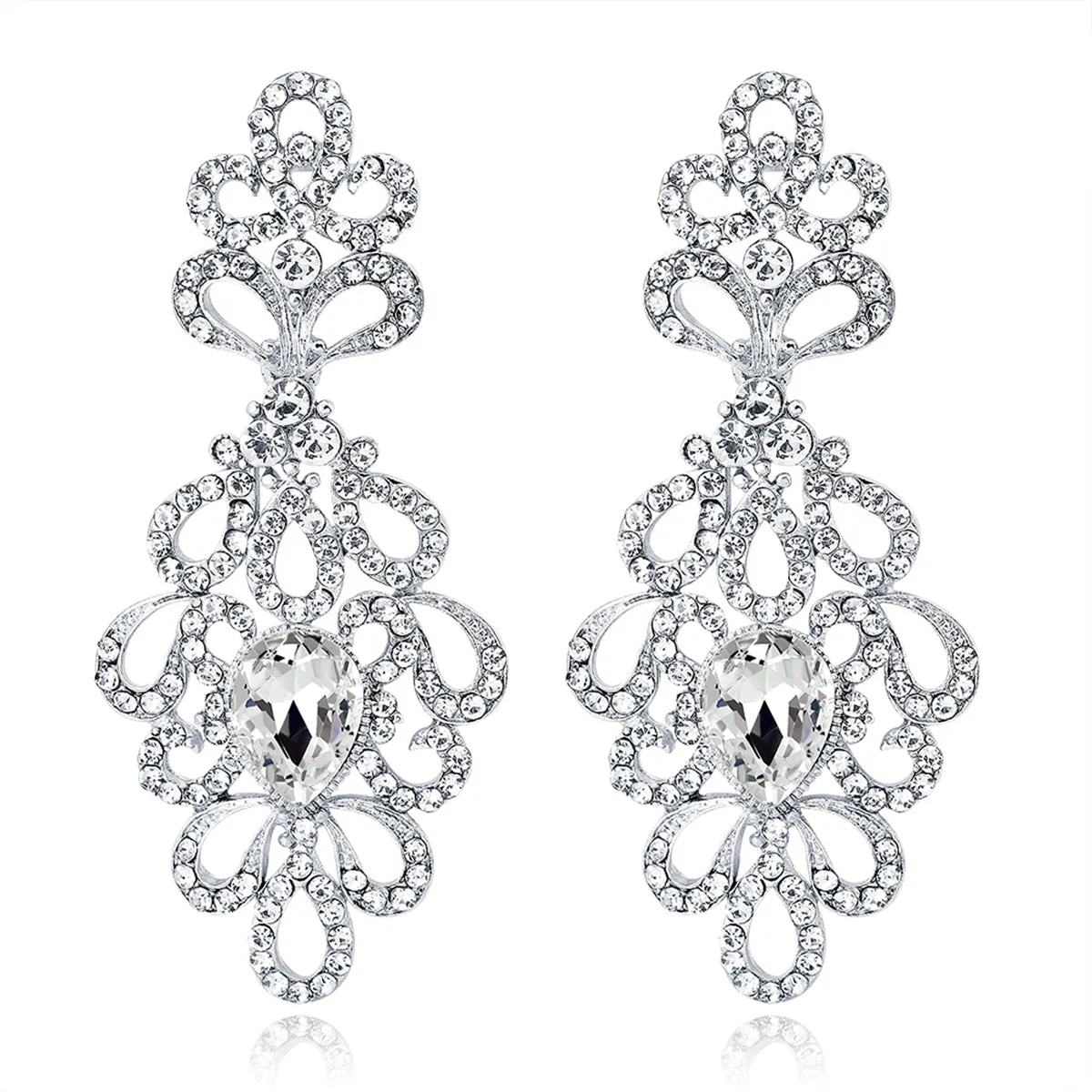 Cubic Zirconia & Crystal Botanical Drop Earrings