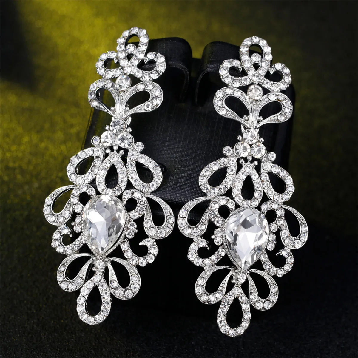 Cubic Zirconia & Crystal Botanical Drop Earrings