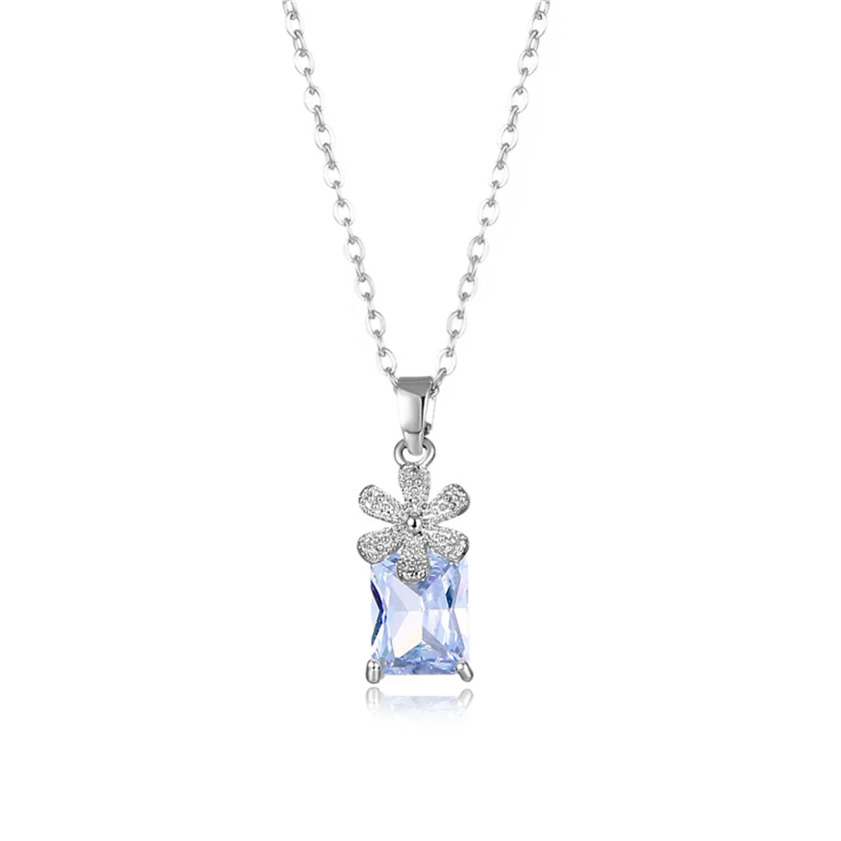 Cubic Zirconia & Crystal Floral Pendant Necklace