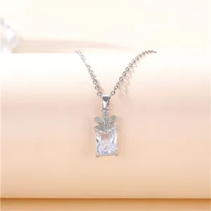 Cubic Zirconia & Crystal Floral Pendant Necklace