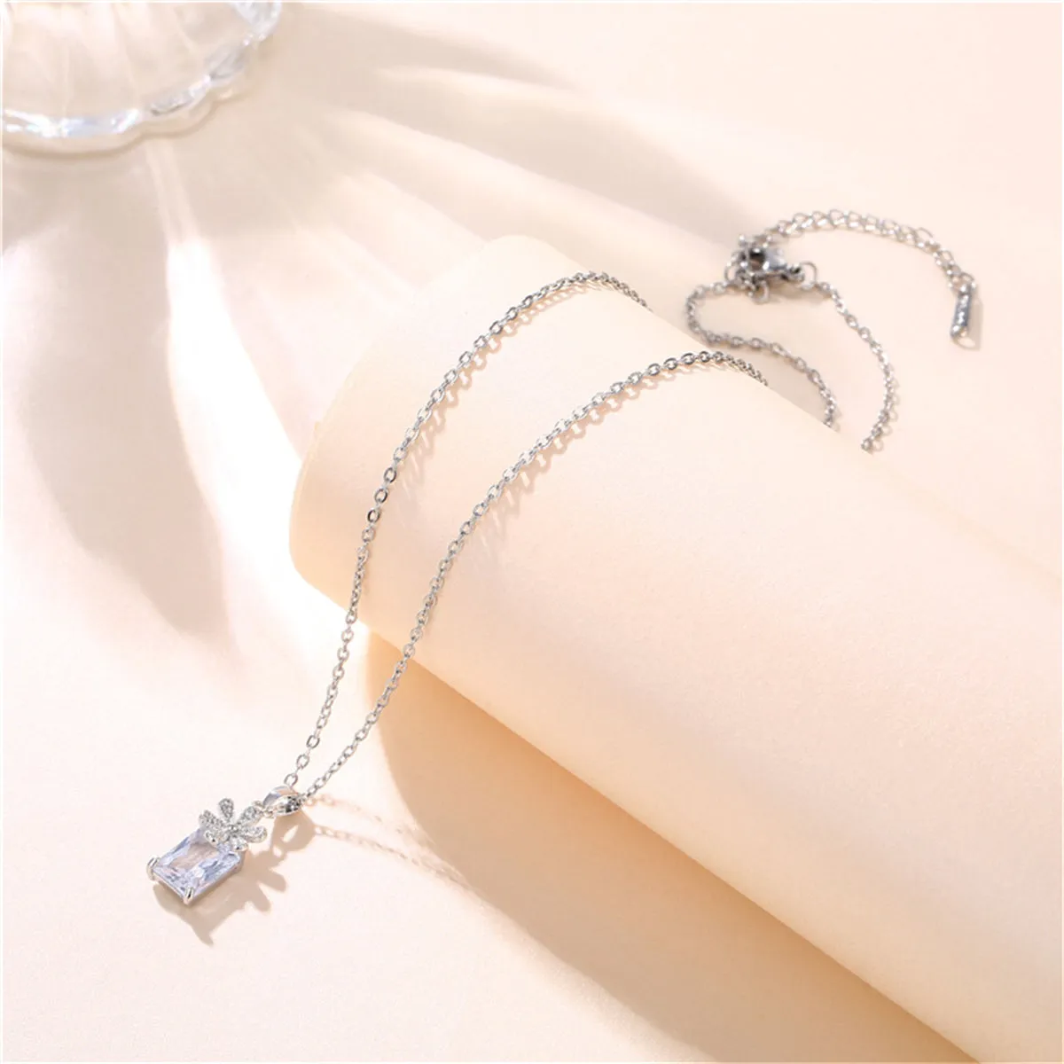 Cubic Zirconia & Crystal Floral Pendant Necklace
