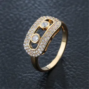 Cubic Zirconia & Crystal Goggle-Band Ring