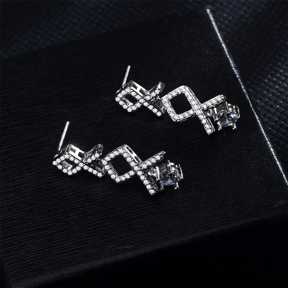 Cubic Zirconia & Crystal Silver-Plated Linking Knot Drop Earrings