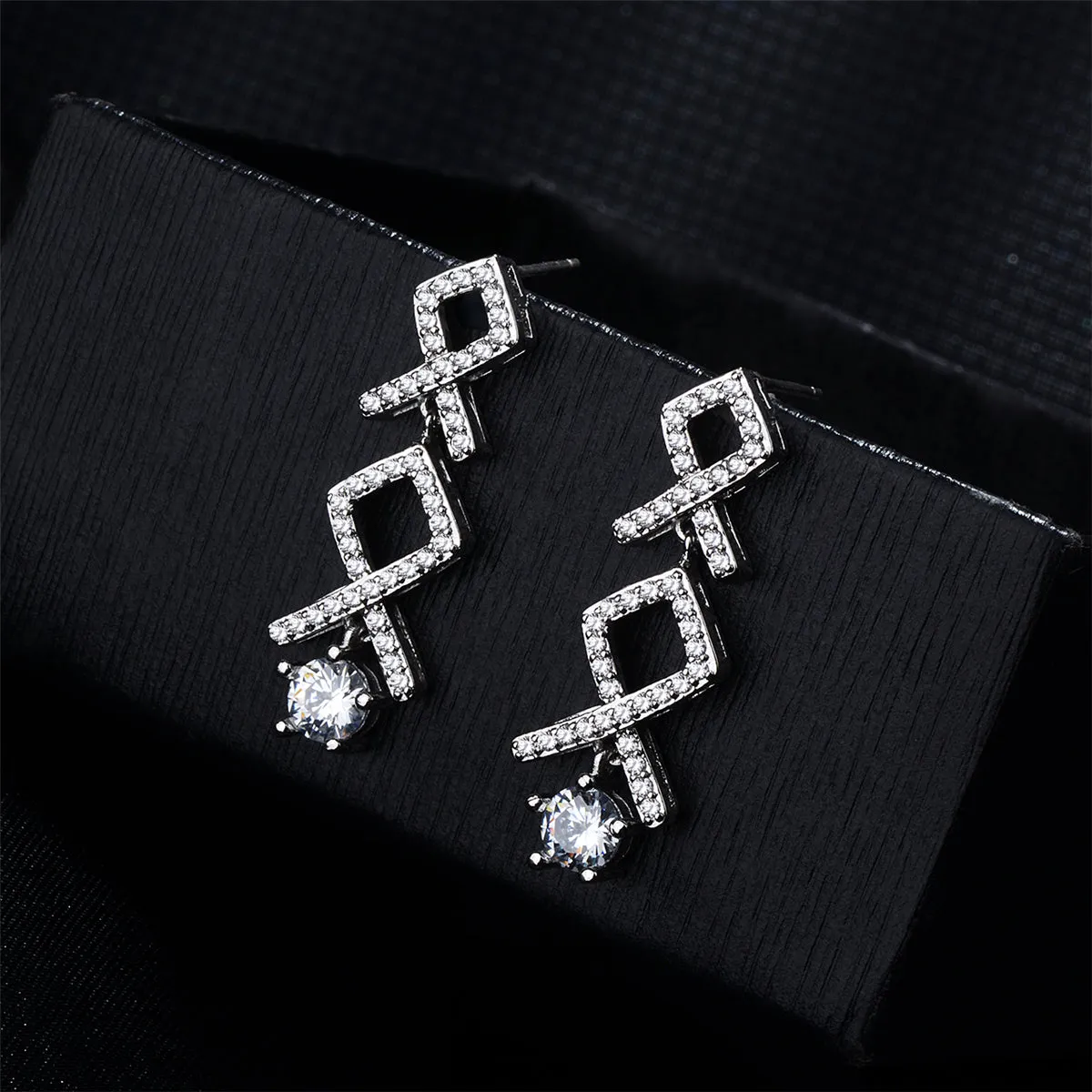Cubic Zirconia & Crystal Silver-Plated Linking Knot Drop Earrings