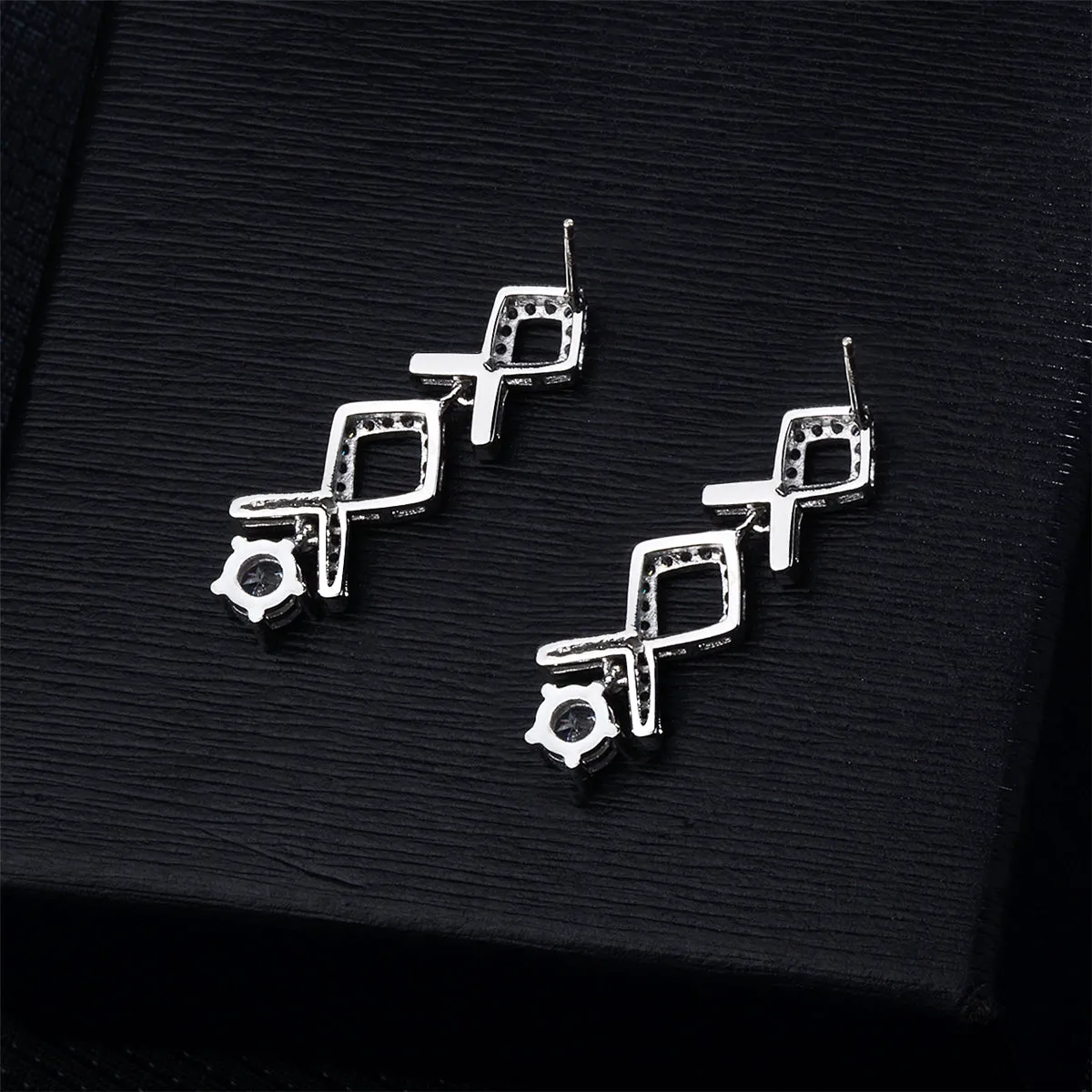 Cubic Zirconia & Crystal Silver-Plated Linking Knot Drop Earrings