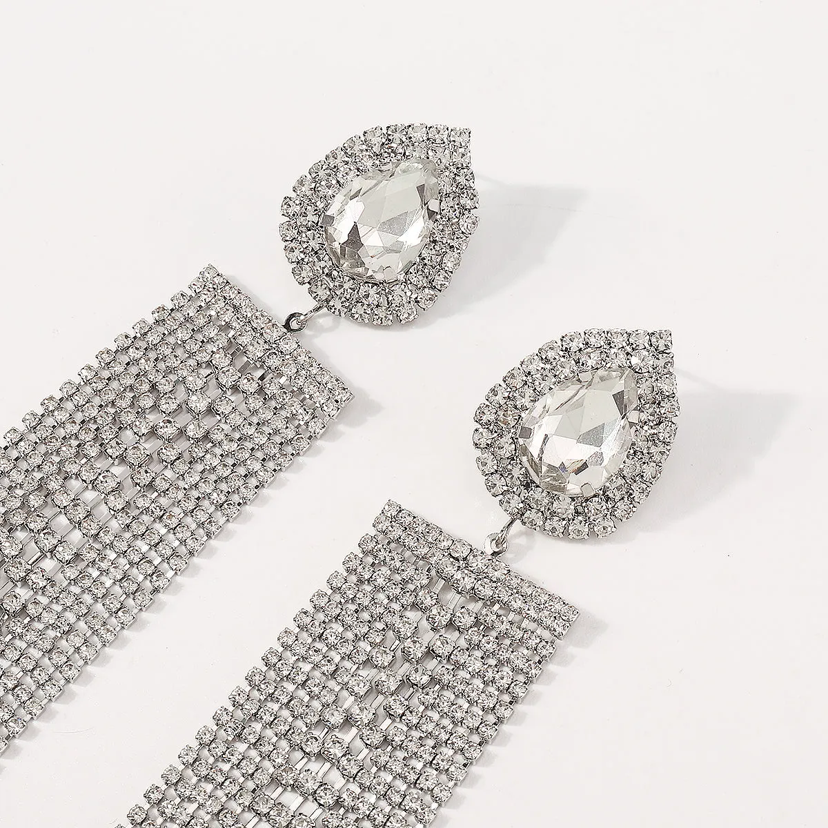 Cubic Zirconia & Crystal Silver-Plated Tassel Drop Earrings