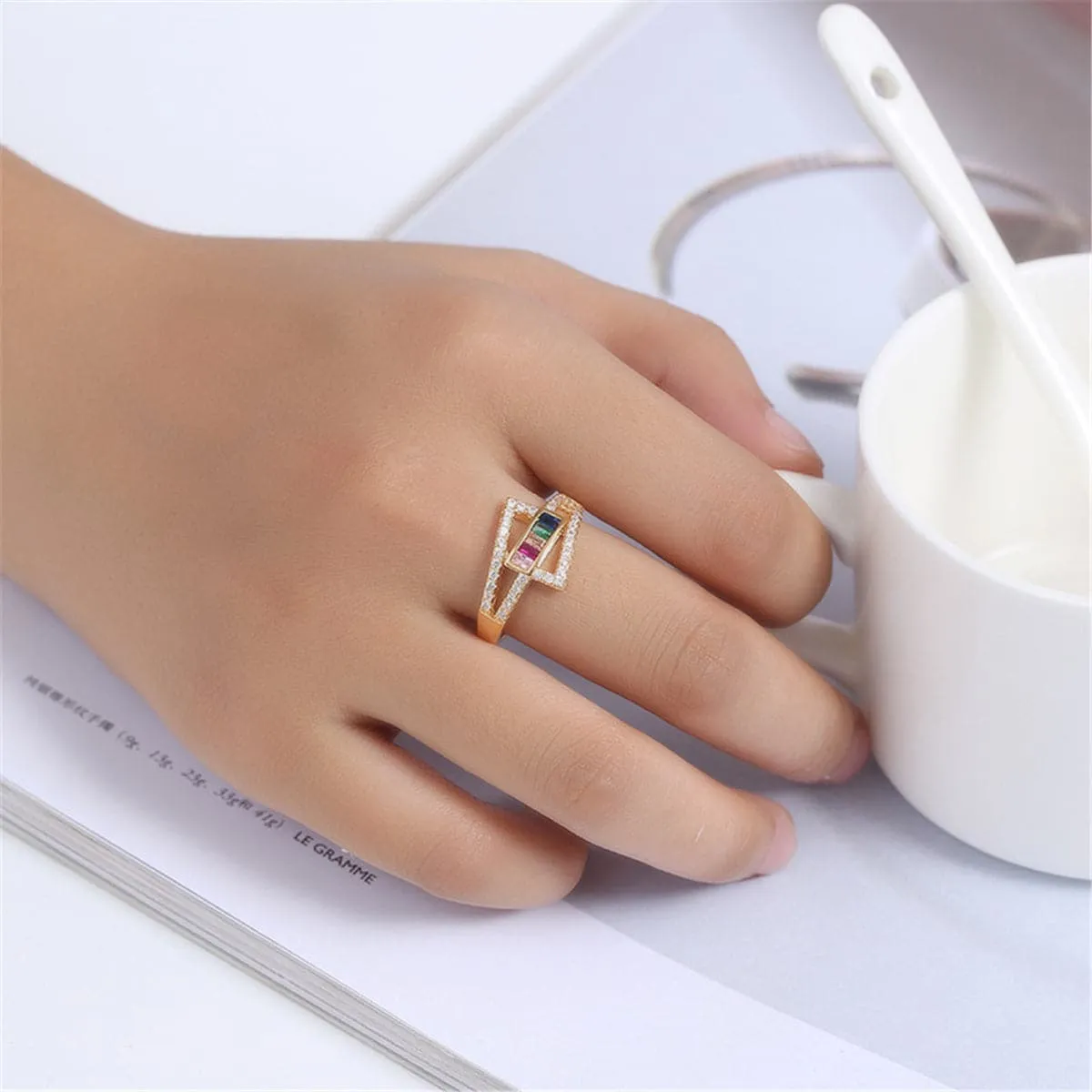 Cubic Zirconia & Rainbow Crystal Ring