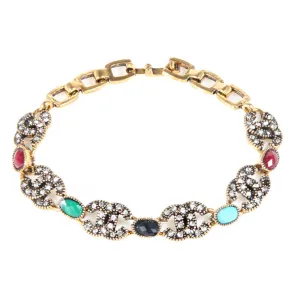 Cubic Zirconia & Resin 18K Gold-Plated Multicolor Oval Station Bracelet