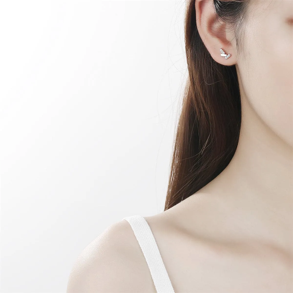 Cubic Zirconia & Silver-Plated Bar Cluster Stud Earrings