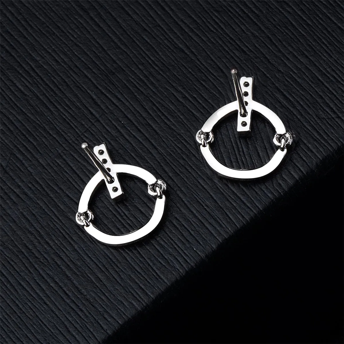 Cubic Zirconia & Silver-Plated Bar Hoop Stud Earrings
