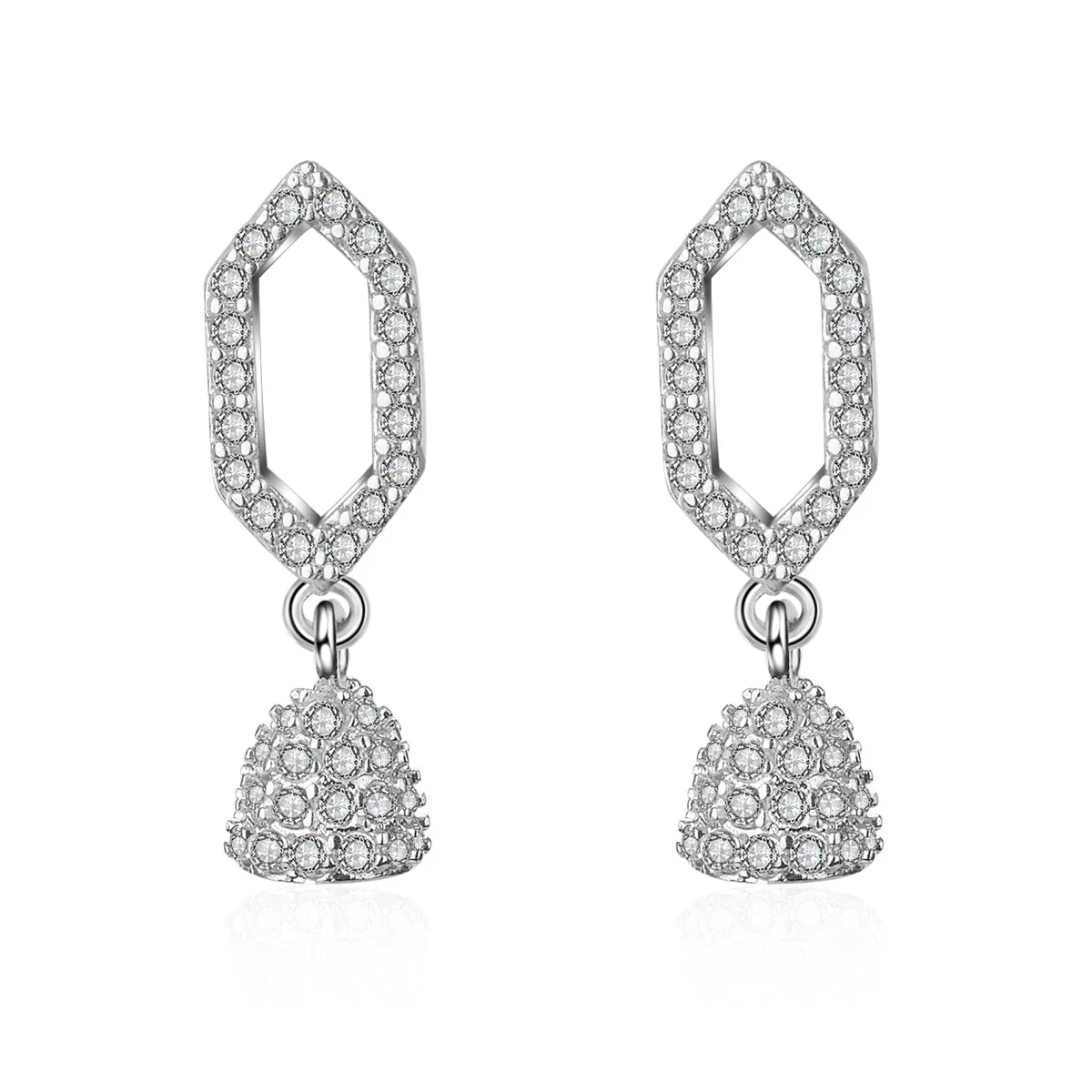 Cubic Zirconia & Silver-Plated Bell Drop Earrings